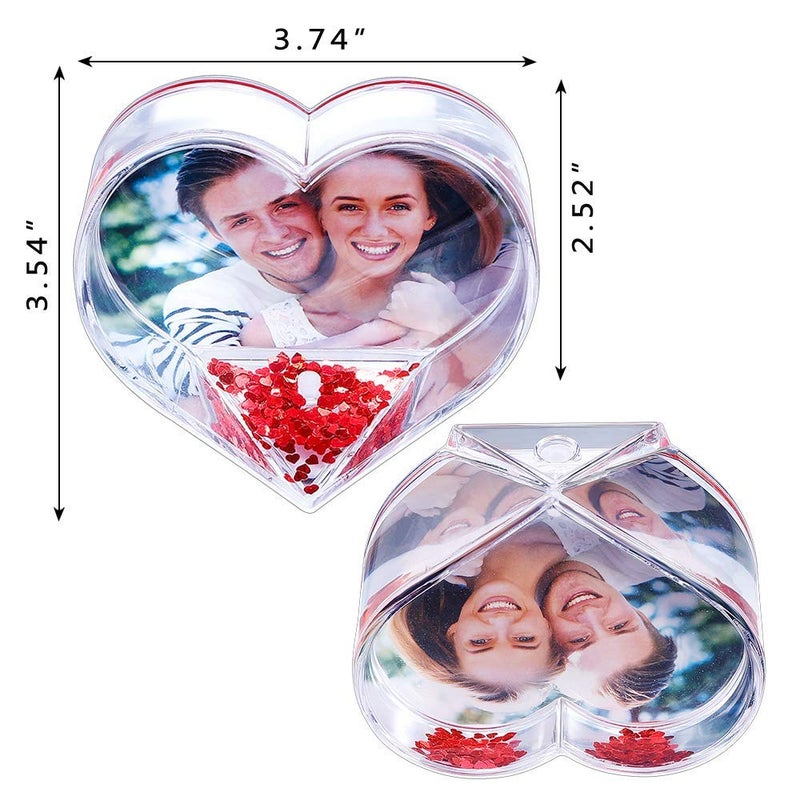 RDH Glitter Heart Shaped Picture Frames Liquid Snow Globe Photo Frame for Couples Friends Family (Love) 3.54 x 3.74" - Image 5